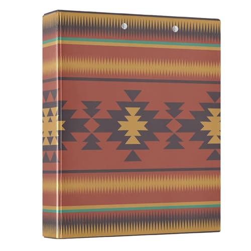 3 Ring Binder with Clipboard, D Rings Holds 200 Sheets, Heavy Duty Binders Folder for School Office, Waterproof PVC Cover with 3 Interior Clear Pockets, Southwestern Fall Pattern