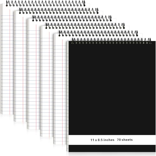 Resurhang 6 Pcs Legal Pad Top Spiral Bound Notebook 70 Sheets Double Sided College Ruled Paper Notepad Memo Steno Pad with Stiff Cover for Business College(8.5 x 11 Inches,No Holes,White) - color: White, size: 8.5 x 11 Inches, style: No Holes