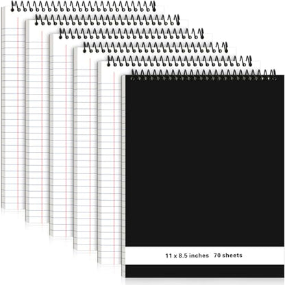 Resurhang 6 Pcs Legal Pad Top Spiral Bound Notebook 70 Sheets Double Sided College Ruled Paper Notepad Memo Steno Pad with Stiff Cover for Business College(8.5 x 11 Inches,No Holes,White) - color: White, size: 8.5 x 11 Inches, style: No Holes