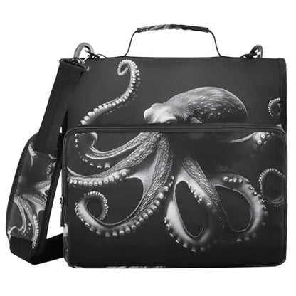 3 Ring Zipper Binder with Shoulder Strap Octopus 1.5 inch Binders Keeper Large Capacity Multi Pockets for School Office Supplies - color: Multi400, size: Fit 500 Sheets
