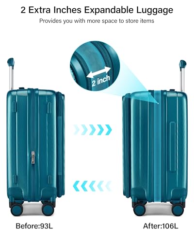 Hanke 26 Inch Expandable Luggage Top Opening Checked Bag Luggage Hard Shell Suitcases with Wheels Lightweight Travel Luggage Heavy Duty Luggage Suitcase with Lock for Woman Men-Caribbean Blue - color: Caribbean Blue, size: 26 Inch Expandable