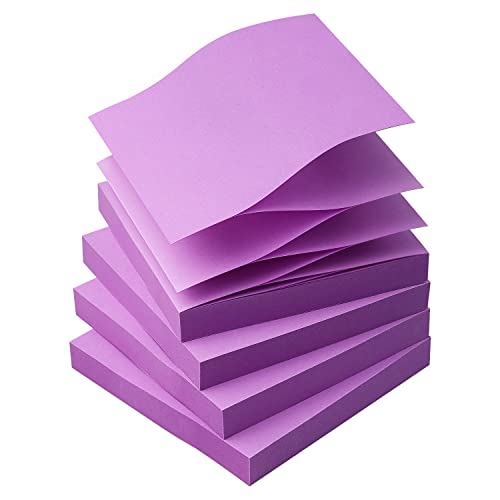 Sticky Notes 3x3 Pop Up Self-Stick Notes Pads with Bright Colors, Easy to Post for Office, School, Home, 4 Pads/Pack, 90 Sheets/Pad (Purple) - color: Purple