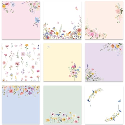 Wildflower Sticky Notes Gifts, 9 Pack Flower Notepads 3x3 Inches, Floral Spring Summer Self-Adhesive Memo Pads, School Teacher Office Study Supplies Gift (450 Sheets) - style: Wildflower