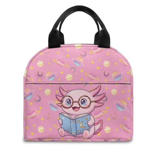 Kawaii Axolotl Kids Lunch Bag Large Capacity Kids Insulated Lunch Box Bag Thermal Picnic Cool Bags Lightweight for Work School Picnic Camping - color: Kawaii Axolotl