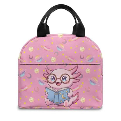 Kawaii Axolotl Kids Lunch Bag Large Capacity Kids Insulated Lunch Box Bag Thermal Picnic Cool Bags Lightweight for Work School Picnic Camping - color: Kawaii Axolotl