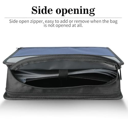 Zzrywuty Zipper Binder, 3 Inch 3-Ring Binder with Zipper, Expanding Folders and Shoulder Straps & Handles, 3" O-Rings with Multiple Pockets（for 13" MacBook and Tablet） for Middle School- Black