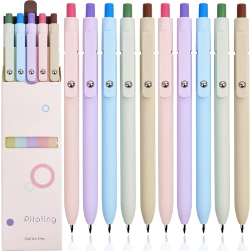 Gel Pens School Office Supplies - 10 Pcs 0.5mm Cute Black Ink Ballpoint, Macaron Colored Fine Point Pen, Desk Accessories for Women College Teacher, Pastel Smooth Writing Pen for Journaling Gifts - color: Macaron