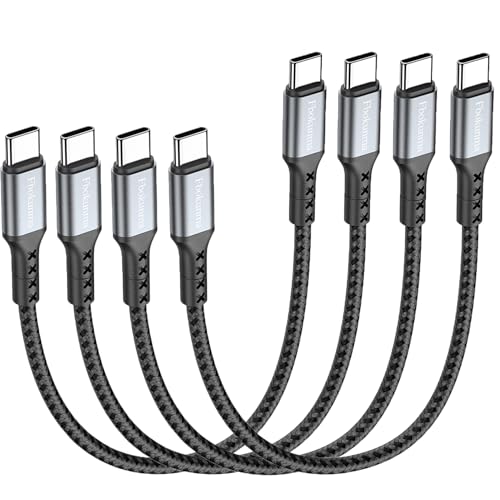USB C to USB C Cable 1ft 4Pack, 12 Inch Nylon Braided 60W USB Type C Fast Charging Cable for iPhone 16/16 Plus/16 Pro Max/15/15 Plus/15 Pro Max, MacBook Pro, iPad Pro Air, Samsung S24/S24 Ultra/S23