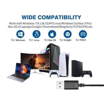 USB Headphone with Over Ear Hook for PC Computer,8.2FT Wired Earbuds with Mute Mic Volume Control,USB A Earphone for Chromebook Laptop,Hifi Stereo Noise Canceling In-Ear Headset for School Office Zoom