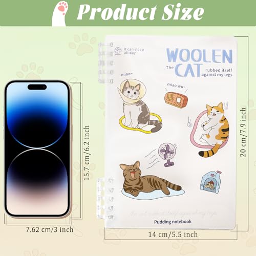 2 Pack Lined Spiral Journal Notebook with Loose Leaf Binder, Cute Cat Theme Spiral Notebook for Women, Office School Work & Note Taking, A5 (7.9"x 5.5") College Ruled Hardcover Notebook, 120 Pages (White-Cat A) - color: White-Cat A