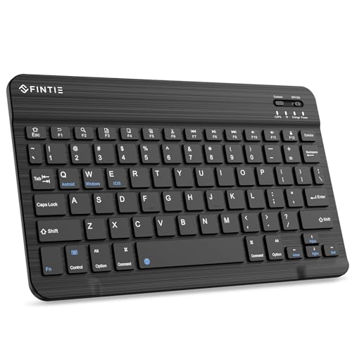 FINTIE 10-Inch Ultrathin Wireless Bluetooth Keyboard, Black | Universal Tablet Phone Keyboard, Rechargeable Battery, Slim Detachable Design, Quiet Scissor Keys, Travel Ready