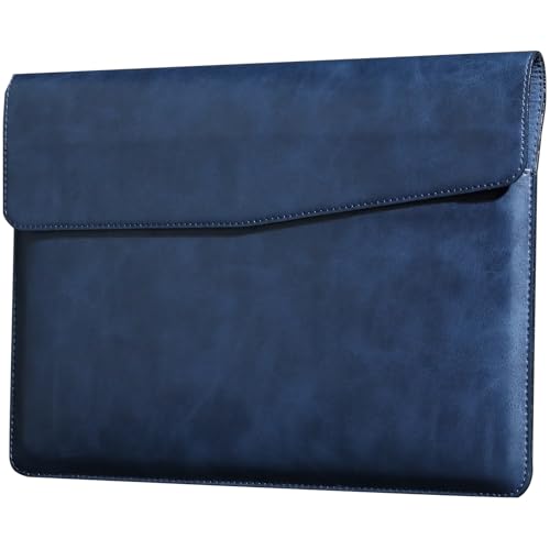 14 Inch Leather Laptop Sleeve for MacBook Pro 14 Inch M5 M4 M3 M2 M1 Pro/Max Case,Premium Protective Case Cover with Magnetic Closure-Vintage Blue - color: Blue, size: For MacBook 14"