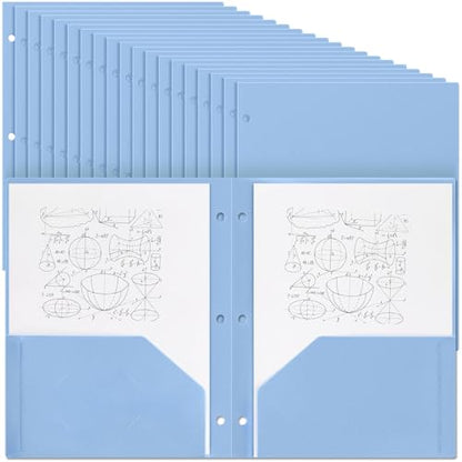Yeaqee 72 Pcs Plastic Folders with Pockets Bulk 3 Hole Punched 2 Pocket File Folders for 3 Ring Binder Divider Folder for Notebooks, Durable Poly for Office Home (Haze Blue) - color: Haze Blue