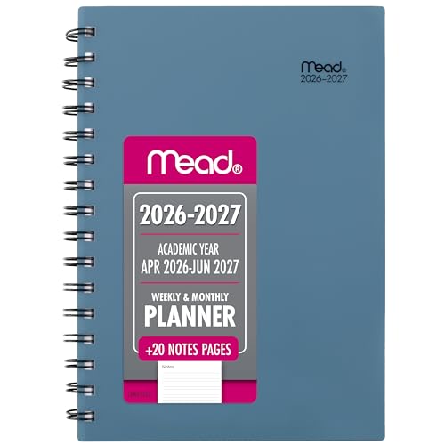 Mead Planner 2026-2027 Weekly & Monthly Academic 15-Month April-June, 5.5" x 8.5", Composure Blue (CAW42020) - color: Composure Blue, size: 5.5"W x 8.5"H, style: 2026-2027