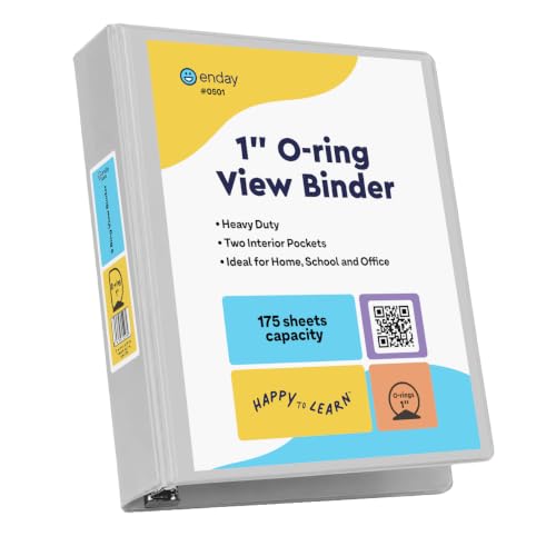 Enday 1 Inch Binder, Grey 3 Ring Binder 1 Inch, Heavy Duty Three Ring Binder, 175 Sheets Capacity - One Inch Binder for Home School and Office. - color: Grey, size: 1-Inch
