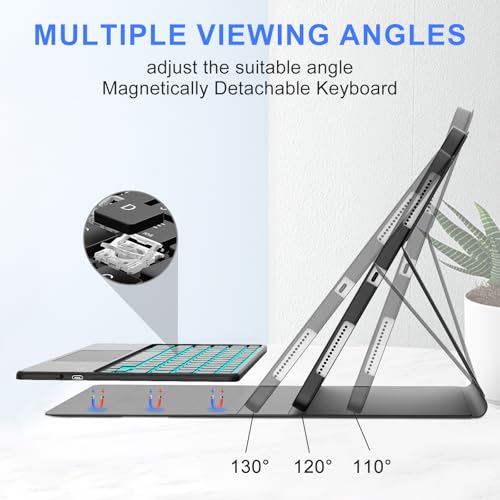 IVEOPPE Keyboard Case for Xiaomi Pad 8/8 Pro/Pad 7/7 Pro 11.2 Inch Trackpad | 7 Color Backlit, Magnetic Detachable Wireless Bluetooth Keyboard, Multi-Touch Trackpad, Stain Resistant Cover, Rechargeable - color: Black (Backlit Keyboard)