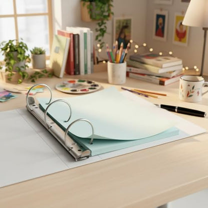 Copy Printing and Writing Colored Paper, 20 Pound - 75 Gsm, 3 Hole Punch, 500 Sheets per Ream. (Blue) - color: Blue