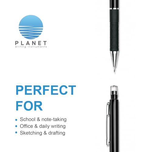 0.7mm Mechanical Pencils, 12 Pack, Smooth Writing Like a Pen, HB Lead, Comfort Grip, Built-In Eraser, Lightweight for School, Office & Drafting, Black.