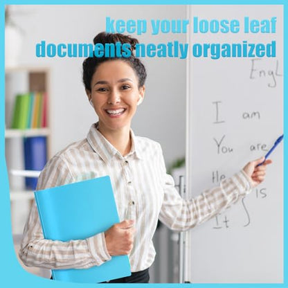 Yeaqee 30 Pcs Plastic Folders with Pockets and Prongs Plastic Folder 2 Pockets 3 Prongs with Card Slot for Office, School for Students, Teachers, Office Workers (Light Blue) - color: Light Blue