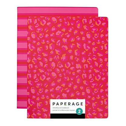 PAPERAGE Soft Cover Lined Journal Notebook, 2 Pack, (Bright Cheetah), 100 Pages, Large 7.5 inches x 9.5 inches, College Ruled, Ideal for Note Taking & Travel Journal - color: Bright Cheetah, style: Lined 100pgs (2 Pack)