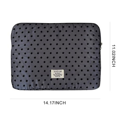 Coquette Aesthetic Laptop Sleeve for Notebook 13 14 Inch - Puffy Quilted Computer Case with Cute Polka Dots, Cute Protective Sleeve Bag Accessory - color: Grey-Polka Dot