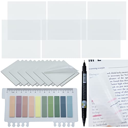 YOUDEFUL 800Pcs Transparent Sticky Notes, 3"x3" Clear Sticky Notes, Waterproof Translucent Sticky Note Pads for Books Annotation, Clear Post it Notes for Bible Study, School, Office（White） - size: Square White