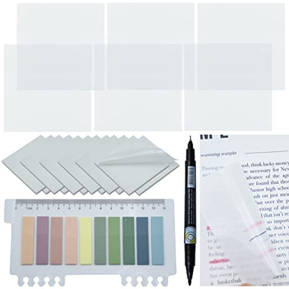 YOUDEFUL 800Pcs Transparent Sticky Notes, 3"x3" Clear Sticky Notes, Waterproof Translucent Sticky Note Pads for Books Annotation, Clear Post it Notes for Bible Study, School, Office（White） - size: Square White