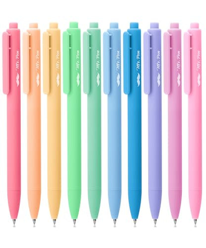 Mr. Pen- Retractable Gel Pens, 10 Pack, Colorful Ink, Fine Point 0.7mm | Fast Dry, Smooth Writing, Cute Pens for Drawing, Writing Planner and School Supplies
