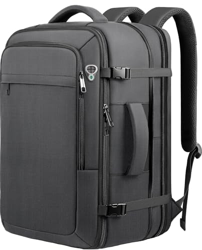 Carry on Backpack, Travel Friendly, Fits TSA requirement, Black | Extra Large 40L-50L Travel Backpack TSA Approved, Water Resistant Bag, Expandable Laptop Bagpack, Travel Backpack for men - color: Black, size: XX-Large