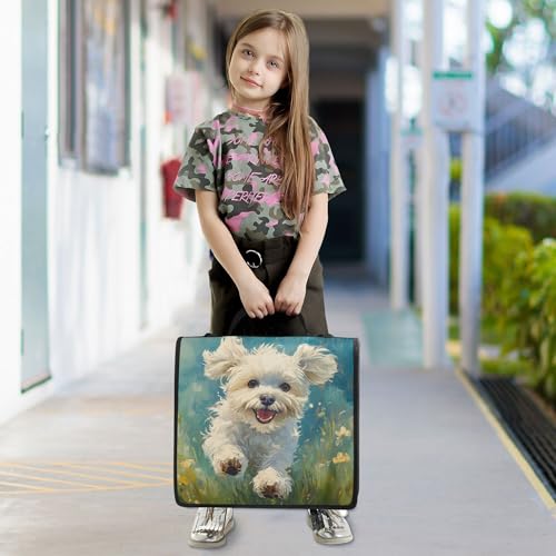 Cute Running Puppy Zipper Binder with Shoulder Strap, 500 Sheets Capacity, Multiple Pockets 1.5Inch 3 Ring Zipper Binder - color: Cute Running Puppy