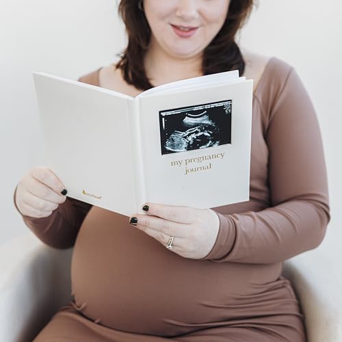 Pearhead Pregnancy Journal, Linen Guided Pregnancy Memory Book with Sonogram Photo Insert, Beige - color: Linen Pregnancy Journal