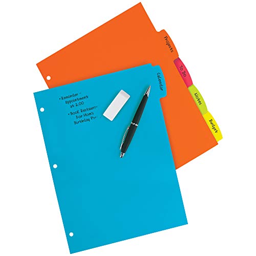 Avery Big Tab Write & Erase Durable Plastic Dividers, 5-Tab Set, Multicolor Brights, 3 Sets (21212) - size: 5 tab, style: 3 Sets