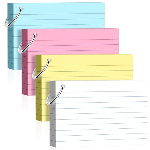 160 Pcs Colored Index Cards with Ring 4 x 6 Inch Heavyweight Ruled Flash Cards, Flashcards with Ring for School & Office Supplies and Home Organization, Durable Study To Do List Lined Note Cards - color: Multi-Color, size: 4x6 Inch