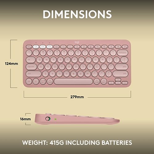 Logitech Pebble Keys 2 K380s, Multi-Device Bluetooth Wireless Keyboard with Customizable Shortcuts, Slim and Portable, Easy-Switch for Windows, macOS, iPadOS, Android, Chrome OS - Tonal Rose - color: Rose