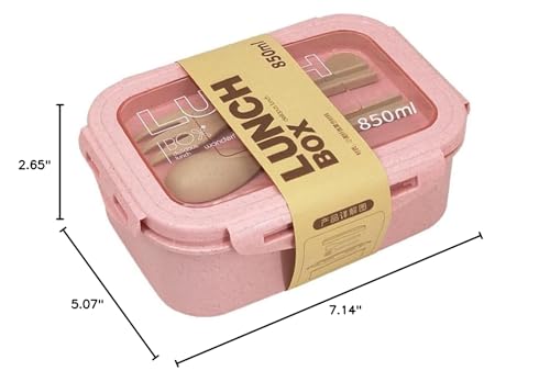 Bento Box Adult Lunch Box with 2 Compartments Bento Lunch Containers with Tableware Storage Japanese Style Bento Box Leakproof Microwave Dishwasher Safe Lunchbox for Work On-The-Go Picnic Pink - color: Lunch Box Pink