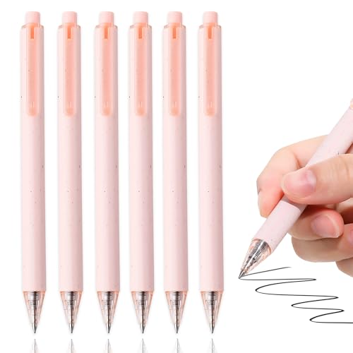 Premium Pink Gel Pens - Smooth Writing, Quick Dry, Set of 6 - Ideal for Journaling, Note-Taking, Art Supplies - color: 6 Pink Black Ink