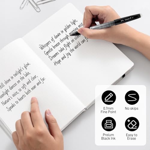 M&G Erasable Pens, 15 Pcs Erasable Gel Pen Medium Point 0.7mm, Black Erasable Gel Ink Pen with Comfort Grip and Cap, Make Mistakes Disappear for Drawing Writing Planner and Crossword Puzzles - color: Black