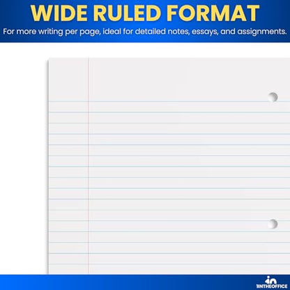 1InTheOffice Spiral Notebook 8.5x11 Wide Ruled, 1-Subject Notebooks, Wirebound Spiral Notebooks, 3-Hole Punched, 70 Sheets, Assorted Colors, 4 Pack