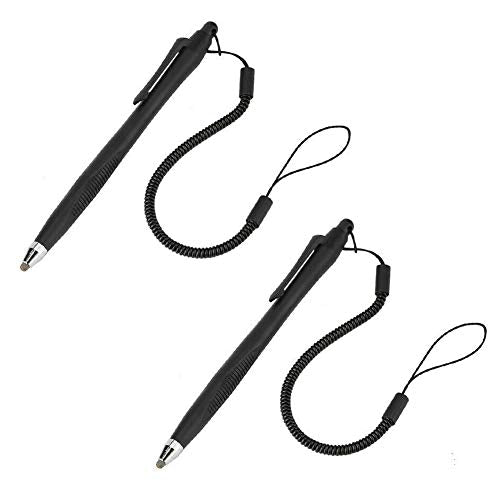 Xiaokeis 2 Pcs Portable Spring Rope Stylus Pen, Scratch Proof Pen with Stylus Tip Touch Pen for Touchscreen, Stylus Pen for Touch Screens Touch Pen for Drawing, Sketching and Note-Taking(Black)