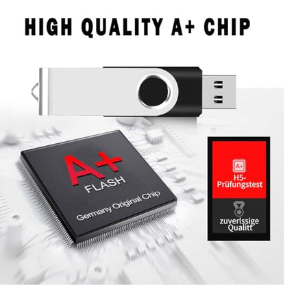 50-Pack of 2GB Bulk Flash Drive EASTBULL FAT32 Thumb Drives Pack (Black) | USB2.0 Metal Thumb Drives Bulk 2G USB Drives Pack with 50 Lanyards for Data Storage - size: 2GB, style: 50-Pack