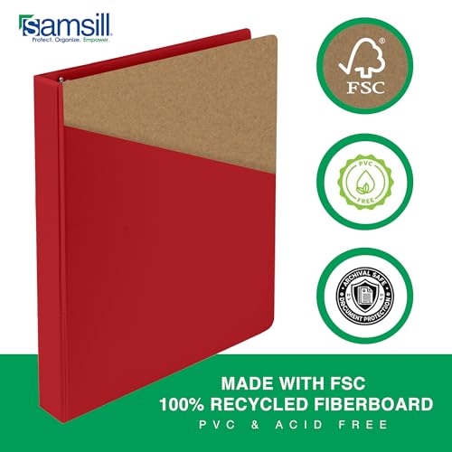 Samsill 1 Inch 3 Ring Binders,Made in USA,Economy Round Ring,Clear View Cover,200 Sheet Capacity - for School,Home,Office - Red,(Pack of 24) - color: Red, size: 24-Pack, style: 1-Inch