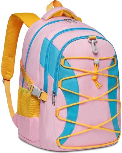 BLUEFAIRY Middle High School Backpack for Boys Girls Large Bookbag with Laptop Compartment Back to School Book Bags for Teens Teenagers Mochilas Escolares para Niños Niñas (Pink/Blue, Solid) - color: Pink/Blue