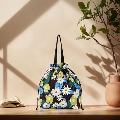 Double-Handle Lunch Bag, Insulated Waterproof Reusable Tote for Women/Students, Fits 2 Bento Boxes + Water Bottle - Ideal for School/Office/Picnic(Daisy) - color: Daisy