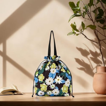 Double-Handle Lunch Bag, Insulated Waterproof Reusable Tote for Women/Students, Fits 2 Bento Boxes + Water Bottle - Ideal for School/Office/Picnic(Daisy) - color: Daisy