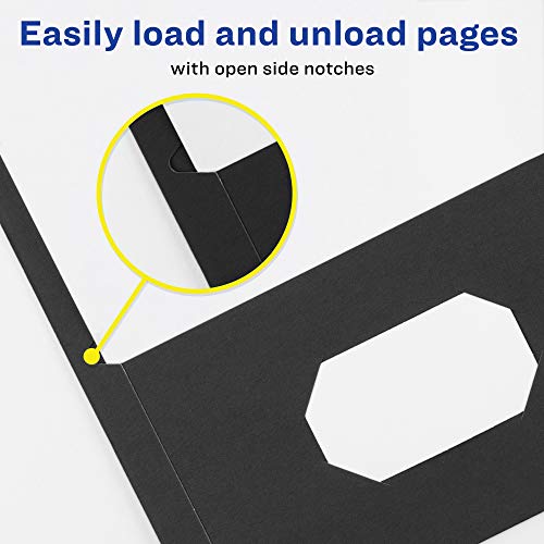 Avery Two Pocket Folders with 3 Prong Fasteners, Holds 70 Sheets, 25 Black Folders (47978) - color: Black