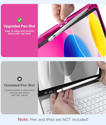 Hamile for iPad 11th 10th Generation Case with Keyboard - 7 Colors Backlit Wireless Detachable Folio Keyboard Cover with Pencil Holder for iPad 11-inch A16 2025 10th Gen 10.9 Inch 2022 (Hot Pink) - color: Hot Pink