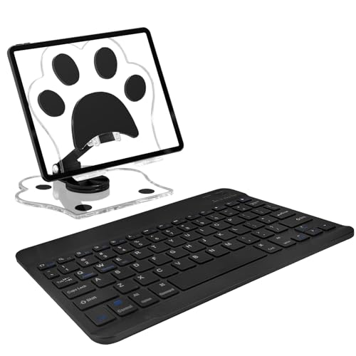for Bluetooth Keyboard, Cute Tablet Stand Adjustable Adjustable & Foldable, Wireless Rechargeable Keyboard for iPad, iPad Pro/Mini/Air， Samsung Xiaomi Tablets, etc - Black - color: A-Keyboard-Black
