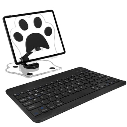 for Bluetooth Keyboard, Cute Tablet Stand Adjustable Adjustable & Foldable, Wireless Rechargeable Keyboard for iPad, iPad Pro/Mini/Air， Samsung Xiaomi Tablets, etc - Black - color: A-Keyboard-Black