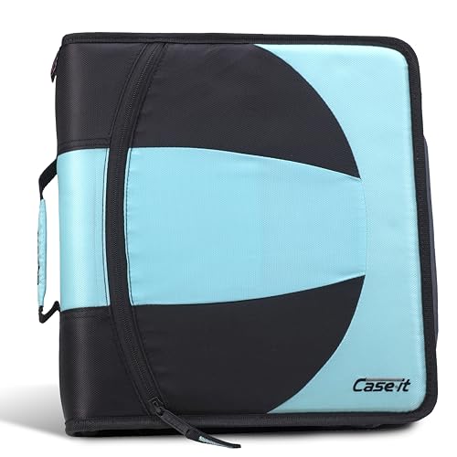 Case-it The Dual 2-in-1 Zipper Binder | Two 1.5-Inch D-Rings, 600 Sheet Capacity, Pencil Pouch & Multiple Pockets | School & Office Organizer with Shoulder Strap | Dual-101 Spearmint - color: A Spearmint, size: 1 Pack