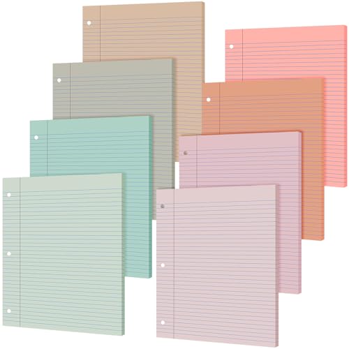 PerKoop 400 Sheets Colored Loose Leaf Paper 8.5" x 11" college ruled Lined 3 Hole Punched notebook Filler Paper for 3 Ring Binders Office School Supplies (Bohemian Color) - color: Bohemian Color